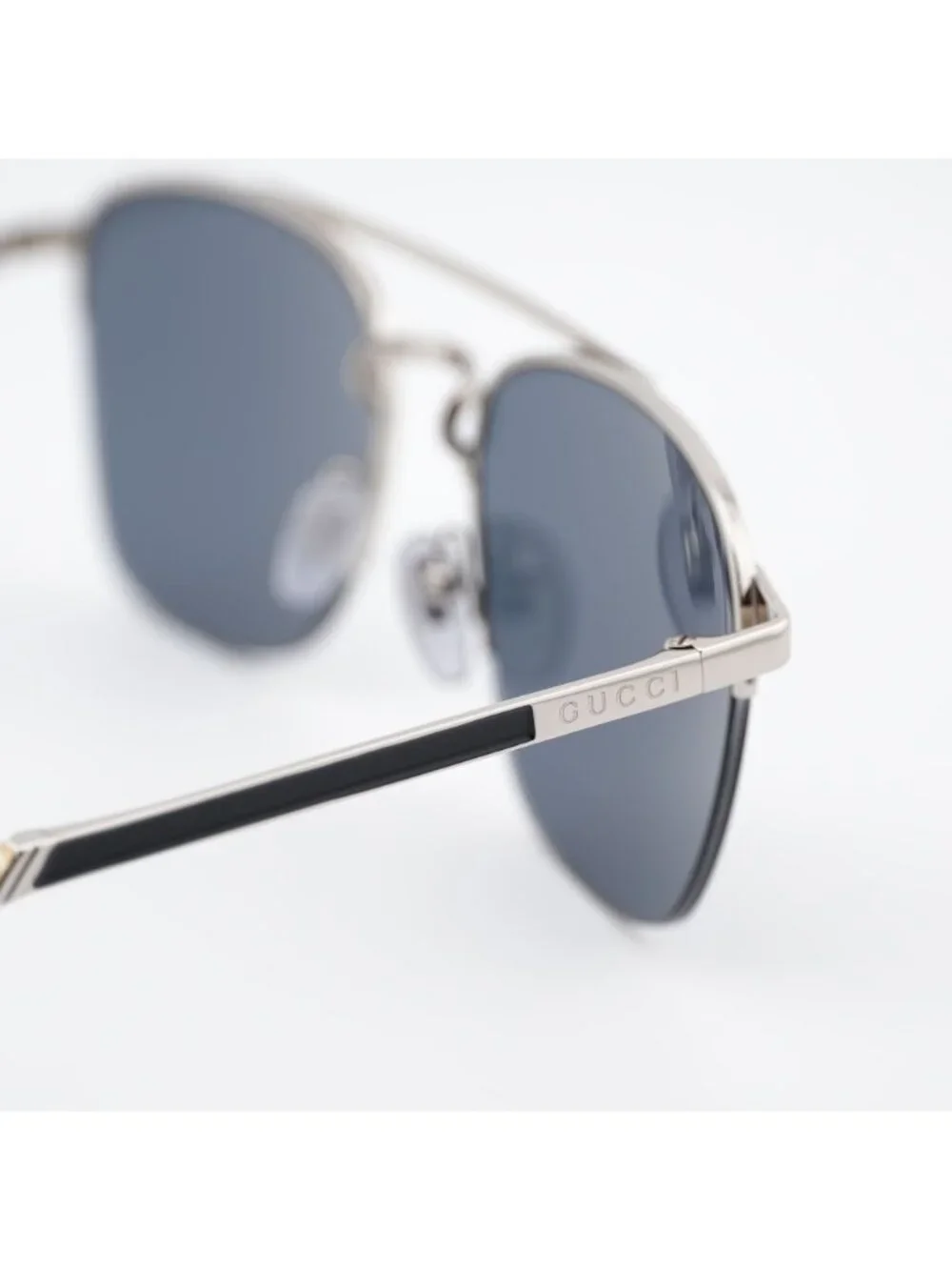 Gucci GG0985S 001 Men Sunglasses Silver Square Frame, Grey Lenses